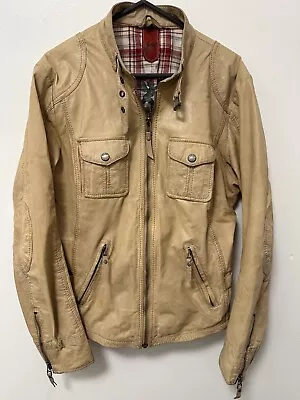 Buy Gipsy Vintage 00s Y2K Female Beige 100 % Leather Long Sleeve Jacket Size L • 6.99£