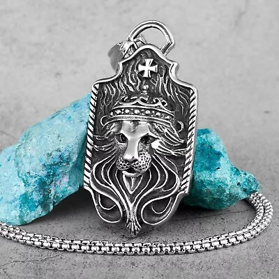 Buy The Lion King Shield Stainless Steel Men's Necklace Gift Boyfriend Pendant Chain • 10.39£