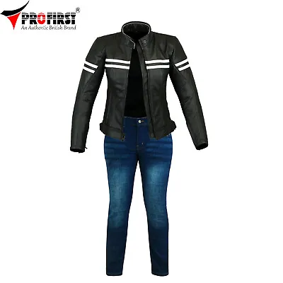 Buy Women Motorcycle Suit Jeans And Leather Jacket Armoured Ladies Motorbike Suits • 125.99£