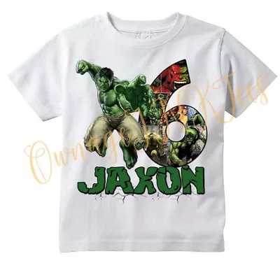 Buy Incredible Hulk Number Custom T-shirt Personalize Birthday Gift Add NAME/AGE,  • 8.68£