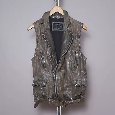 Buy ALL SAINTS VICIOUS Leather Jacket SMALL Mens Biker Celebrity Sleeveless Moto • 200£
