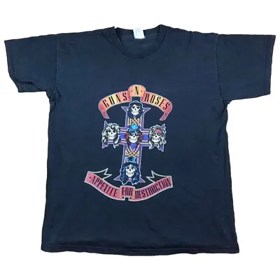 Buy Guns N Roses Vintage T Shirt Black Fruit Of The Loom Tag Medium Axl Rose Slash D • 30£