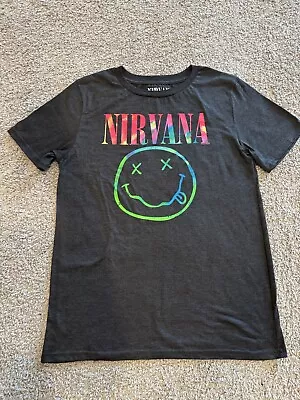 Buy Nirvana Smiley Face Graphic Tee, Athletic Fit, Gray Size L • 9.45£