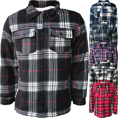 Buy Mens Padded Fleece Lined Shirt Sherpa Lumberjack Flannel Work Jacket Thick Top • 18.99£