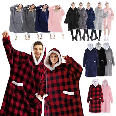 Buy Oversized Blanket Hoodie Thick Sherpa Lined Fleece Long Hooded Snuggle Jumper • 16.95£