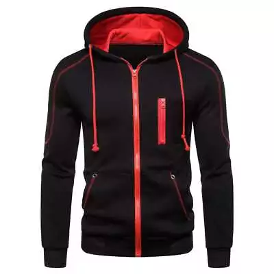 Buy UK Warm Plain Mens Zip Up Hooded Hoody  Zipper Hoodie Sports Jumper Coat Jacket • 9.77£