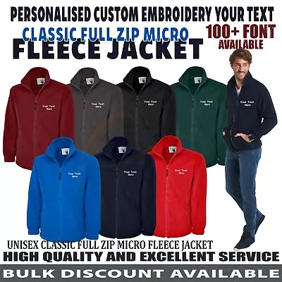 Buy Personalised Custom Embroidered Your Text Fleece Jacket Full Zip Micro Work Wear • 18.99£