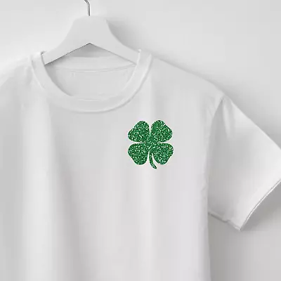 Buy Lucky Clover Symbols Green Glitter Iron On Label T-shirt Transfer Shamrock • 3.20£