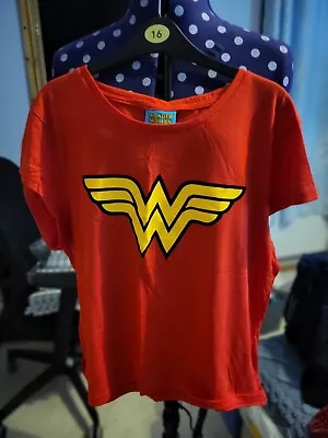 Buy Wonder Woman T Shirt Red And Yellow Size 18 By Dc • 6£