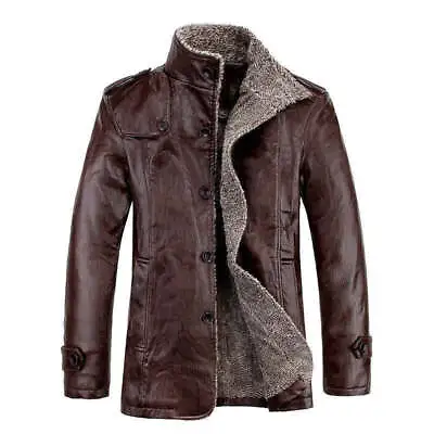 Buy Men's Jacket Outwear Overcoat Lamb Fur Lined Thick Coat Fashion Xmas Gifts Warm! • 27.61£