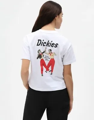 Buy Dickies Women's White  Graphic T Shirt Size L Short Sleeved Retro • 24£