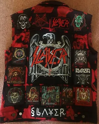 Buy Slayer Reign In Blood Battle Jacket Cut-Off Woven Patch Denim Raining Blood XXL+ • 316.66£