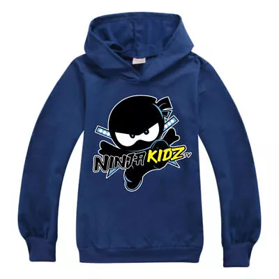 Buy Kind Boys Girls Ninja Print Kidz Tv Hooded Hoodie Jumper Pullover Sweashirt Top • 12.66£