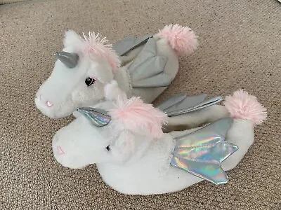 Buy Unicorn Slippers New Look Size S Small White And Pink Holographic Wings And Horn • 4.99£