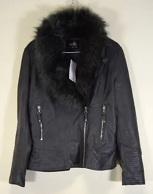 Buy NWT Wallis Size 12 Faux Leather, Faux Fur Trimmed Collar Biker Jacket 34 C, 23 L • 17£