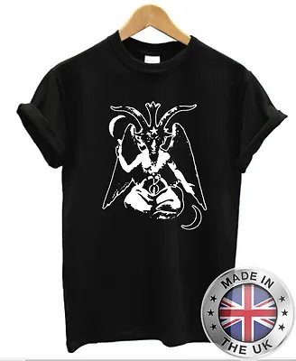 Buy Men's T-Shirt Baphomet Top TeeSatanic Emo Pentagram Goth Rock Punk Metal • 10.95£