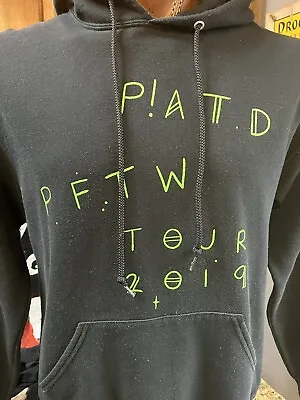Buy PANIC AT THE DISCO Mens Black Hoodie Long Sleeve Black Large Tour 2019 PFTW • 24.53£