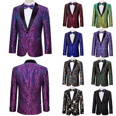 Buy Christmas Mens Blazer Suit Green Red Xmas Jacket 1 Button Tuxedo Without Bowtie • 46.79£