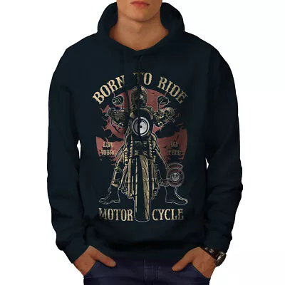 Buy Wellcoda Born To Ride Mens Hoodie, Biker Casual Hooded Sweatshirt • 26.99£