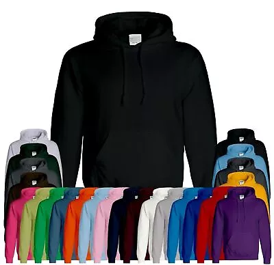 Buy Mens Hoddie Pullover Hooded Sweatshirt Top Classic Plain Pullover HOODIE UK M-XL • 10.25£