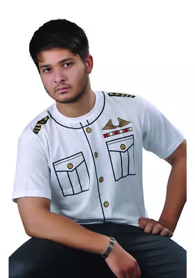 Buy Men Navy Captain Printed T-Shirt Top Boys Short Sleeve Fancy Dress Book Week Tee • 8.99£