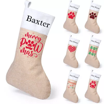 Buy Personalised Dog Christmas Stocking Pet Treats Presents Xmas Santa Gift Bag Sack • 11.75£