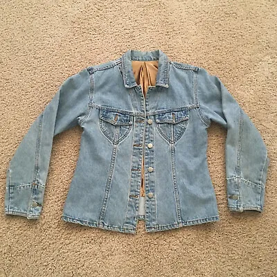 Buy Size M Vintage Jean Jacket Denim Satin Lined Silver Tone Buttons Chest 36    • 25.77£