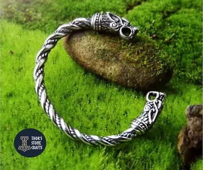 Buy Viking Fenrir Wolf Bracelet Stainless Steel Arm Ring Jewellery Bangle Cuff Norse • 15.95£