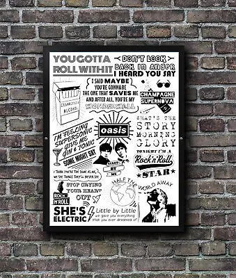 Buy Oasis Lyric Poster Doodle Song Print Band Merch Wall Art Home Decor Gift Idea • 5.95£
