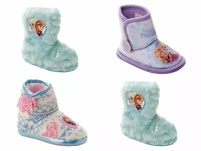 Buy Girls Official Disney Frozen Anna & Elsa Booties Slip On Slippers Kids Size 6-12 • 8.99£