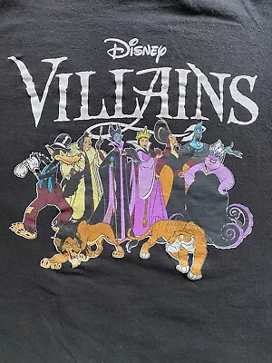 Buy Disney Villains Graphic T-Shirt Adult Unisex Size Med Black Short Sleeve • 10.42£