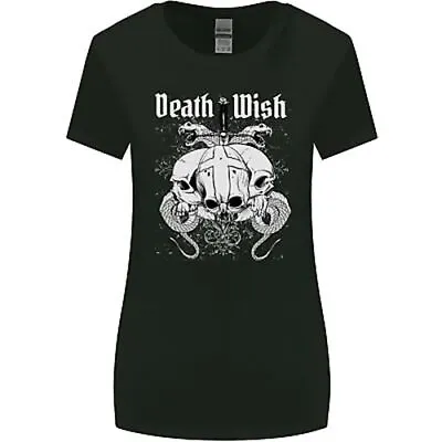 Buy Death Wish Skulls Snakes Biker Gothic Demon Womens Wider Cut T-Shirt • 9.99£