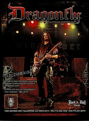 Buy DRAGONFLY CLOTHING - DAN DONEGAN Of DISTURBED - 2003 - Music Print Ad • 5.65£