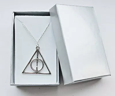 Buy Harry Potter 'The Deathly Hallows' Charm Necklace - Silver Plated : New & Boxed • 4.50£