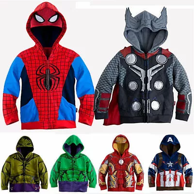 Buy Kids Boys Superhero Hooded Coat Hoody Hoodie Jacket Sweatshirt Toddler Cosplay  • 15.91£