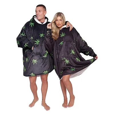 Buy Weed Leaf Hoodie Blanket Oversized Extra Long Soft Sherpa Fleece Giant Hooded • 59.99£