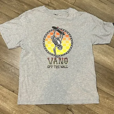 Buy VANS Off The Wall T-Shirt Skeleton Skater Youth Sz Large 12/14 Gray 22” Long • 7.05£