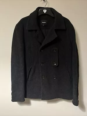 Buy Rohan Cold Harbour Coat Mens Medium Grey Peacoat Wool Blend Jacket Button Up • 29.90£
