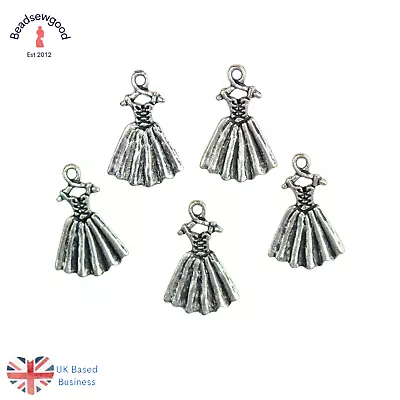 Buy 10 Antique Silver Princess Fairy Tale Dress Charm 21mm Jewellery Making Crafts • 3.29£