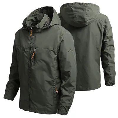 Buy Men Outdoor Waterproof Tactical Jacket Windbreaker Breathable Hooded Coat M-5XL • 22.19£