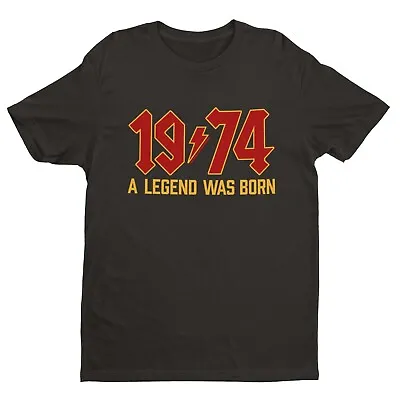 Buy Funny 50th Birthday In 2024 T Shirt 1974 A Legend Was Born Rock Font Gift Idea • 11.16£