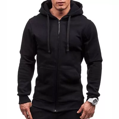 Buy Fashionable Men's Athletic Zip Up Hoodies Black/Navy Blue/Dark Gray/Light Grey • 13.39£