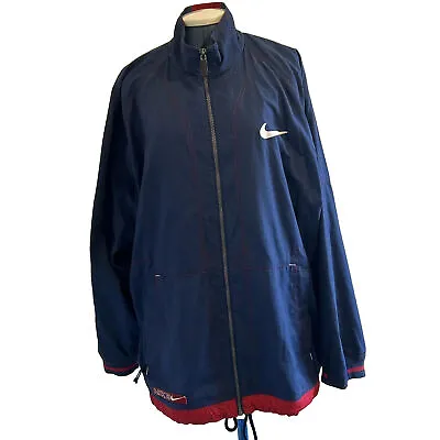 Buy Nike Jacket Uk Size M Vintage Athletic Blue And Red Full Zip Long Sleeve • 29.39£