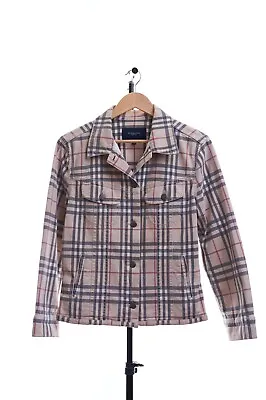 Buy Womens Burberry London Denim Nova Check Plaid Jacket Size 12 Beige #T2 • 236.69£
