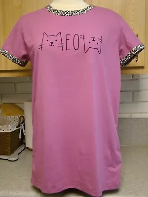 Buy LuLaRoe MEOW Cat Top T-shirt Magenta W/leopard Print Size LARGE Nwt • 7.87£