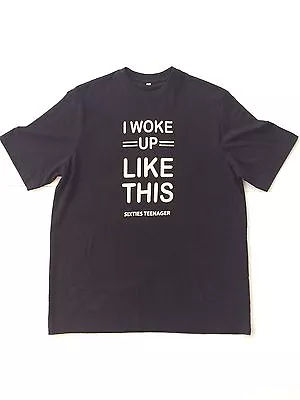 Buy New Black 100% Cotton Men's T-Shirt Saying I Woke Up Like This, Sixties Teenager • 9.95£