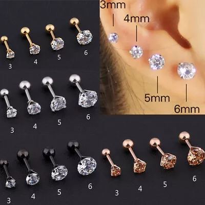 Buy 1PC Titanium Steel Stud Earrings Round Zircon Anti-allergic Earring Jewelry Gift • 3.11£