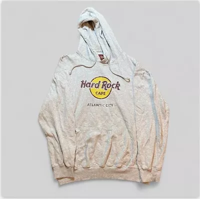 Buy Vintage Hard Rock Cafe Sweatshirt XXL Grey Atlantic City Hoodie Pullover • 20£