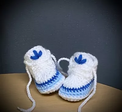 Buy Crochet Baby Shoes Handmade Crochet Wool Baby Booties Sneakers Slippers • 5.99£