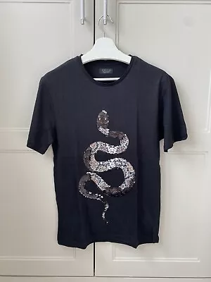Buy Mens Zara Size S Black Snake Sequin T Shirt - New No Tags • 16.95£